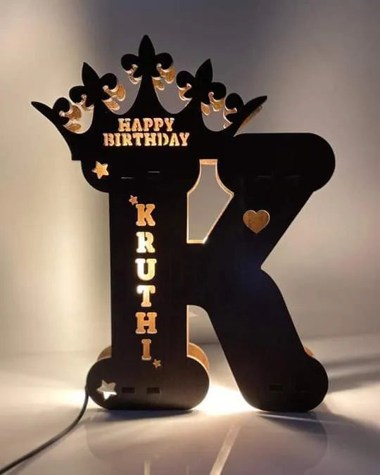 wood alphabet with lights happy birthday , weeding gift etc