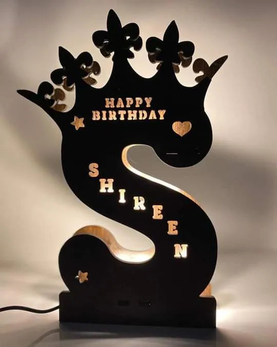 wood alphabet with lights happy birthday , weeding gift etc